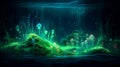 Underwater landscape with plants and algae background illustration AI Generated Royalty Free Stock Photo