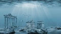 Underwater landscape with ruins Royalty Free Stock Photo