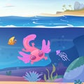 Underwater life. axolotl microorganisms. cartoon background Royalty Free Stock Photo