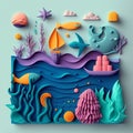 Underwater life made of plasticine, children`s creativity, children`s leisure Royalty Free Stock Photo