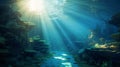 underwater light rays Royalty Free Stock Photo