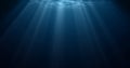 Underwater light, sun light shine under water with ripples on surface. Realistic sunlight under deep water with reflection, blue Royalty Free Stock Photo