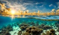 Underwater magic: Split view of sunlit sea and underwater scene