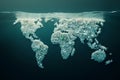 Underwater map created from ocean plastic highlights global pollution issues and environmental impact caused by plastic Royalty Free Stock Photo