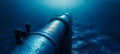 Underwater metal conduit for subsea oil and gas pipeline transport in blue ocean Royalty Free Stock Photo