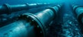 Underwater metal conduit for subsea oil and gas pipeline transport in blue ocean Royalty Free Stock Photo