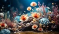 Underwater nature close up of multi colored fish in coral reef generated by AI Royalty Free Stock Photo