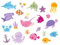 Underwater objects clipart set collections