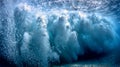 Underwater Ocean Wave Crash with Bubbles and Sunlight Streaks Royalty Free Stock Photo