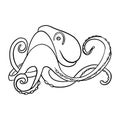 Underwater octopus cuttlefish, squid, devil . Beautiful drawings with patterns. For anti stress for adults and children