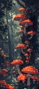 Underwater organism with red mushroomlike growth on tree in aquatic environment Royalty Free Stock Photo