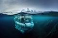 underwater panorama of iceberg in arctic ocean