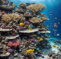 An underwater paradise in the Maldives, with colorful coral reefs