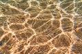 Underwater part of the seabed with beautiful fine sand and reflections from the waves