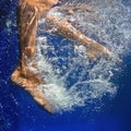 Underwater photo of the women legs in the pool