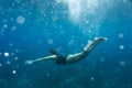 underwater photo of young woman Royalty Free Stock Photo