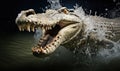 The underwater photographer captured the precise moment when the crocodile leaped into the water, creating a mesmerizing image Royalty Free Stock Photo