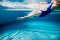 underwater picture of young female swimmer exercising Royalty Free Stock Photo