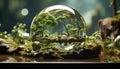 Underwater plant growth reflects nature beauty in a transparent sphere generated by AI Royalty Free Stock Photo