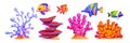 Underwater plants and animals cartoon vector Royalty Free Stock Photo