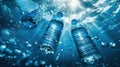 The underwater plastic bottles.AI generated image Royalty Free Stock Photo