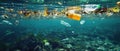 Underwater Pollution Plastic Rubbish Harms Environment, Endangering Marine Life And Ecosystems