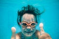 Underwater portrait of child