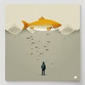 Underwater Predators Man vs Fish Artwork Print