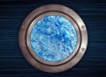 Underwater prehistoric seashell fossils viewed through the porthole Royalty Free Stock Photo