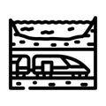 underwater railway tunnel line icon vector illustration