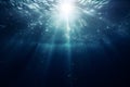 underwater rays, blue ocean, ocean surface seen, Royalty Free Stock Photo