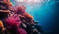 Underwater reef, fish, nature, animal, water, coral, blue, deep generated by AI