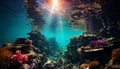 Underwater reef, fish, nature, animal, water, coral, scuba diving generated by AI Royalty Free Stock Photo