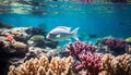 Underwater reef, fish, nature, animal, water, tropical climate, coral generated by AI