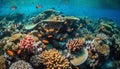 Underwater reef fish in nature, coral animal water tropical climate generated by AI