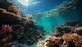 Underwater reef fish in nature, coral water, animal scuba diving generated by AI Royalty Free Stock Photo