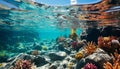 Underwater reef, fish, nature, water, animal, coral, scuba diving generated by AI Royalty Free Stock Photo