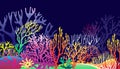 Underwater reef landscape with Coral silhouettes