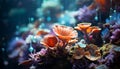 Underwater reef multi colored fish, close up plant, blue coral beauty generated by AI Royalty Free Stock Photo