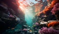 Underwater reef, nature fish, animal water, coral scuba diving generated by AI Royalty Free Stock Photo