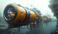 Underwater research station exploring deep-sea ecosystems with advanced robotics, technological exploration, 3D illustration