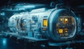 Underwater research station exploring deep-sea ecosystems with advanced robotics, technological exploration, 3D illustration