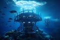 An underwater research station exploring ocean depths modern futurism background