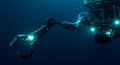 Underwater Robot Arm with Claw in Deep Ocean