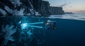 Underwater Robot Exploring Crystal Caves: A Deep Sea Technological Marvel Royalty Free Stock Photo