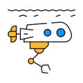 underwater robot icon color illustration