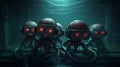 Underwater Robots Huddle In Creepy Concrete Room