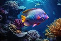 Underwater scene with colorful tropical fish and corals. Underwater world, Tropical fish on coral reef in ocean. Underwater scene Royalty Free Stock Photo