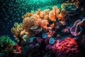 an underwater scene of corals and sea anemones Royalty Free Stock Photo