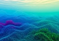 Underwater scene featuring a digital, mesh-like overlay in a gradient Royalty Free Stock Photo